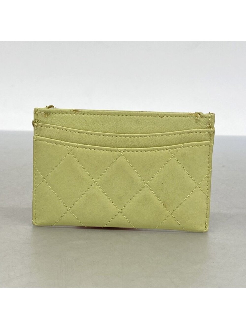 ★SOLD★ Chanel Card Case Quilted Lambskin Light Green Silver - Picture 8 of 8